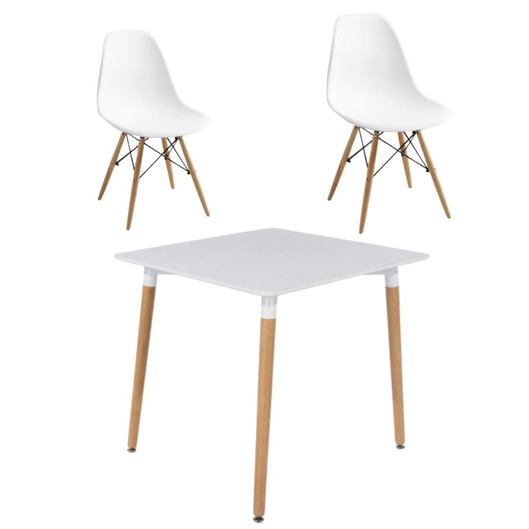 JUEGO DE COMEDOR MESA EAMES 60CM + 2 SILLAS EAMES